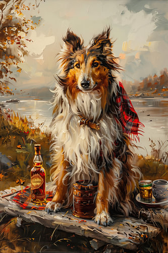 Collie aan een Schots meer
