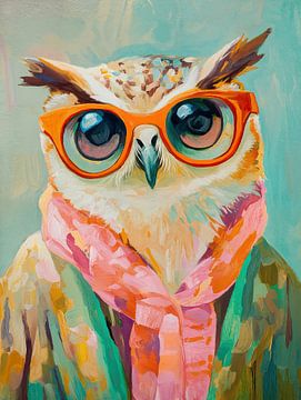 Eulenkunst | Eule mit Brille von Wunderbare Kunst