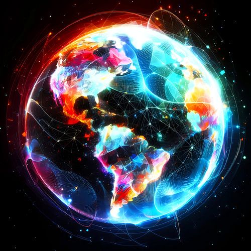 Doorschijnende wereldbol in heldere kleuren