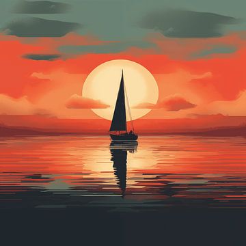 The lonely sailboat by Lisa Maria Digital Art