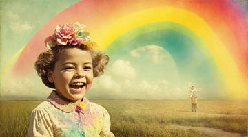 Bloemencascade: De regenboogreis van een jong meisje van Cre8line