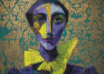 Frau mit gelbem Kragen von ARTEO Gemälde