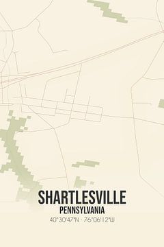 Vintage landkaart van Shartlesville (Pennsylvania), USA. van MijnStadsPoster