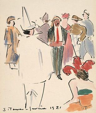 Joaquín Torres García - Kunstenaarsbal; Pierrot en staande figuren (1921) van Peter Balan