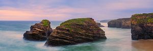 Panorama und Sonnenuntergang am Praia das Catedrais (Playa de las