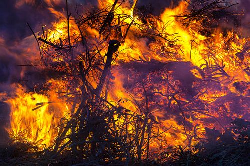 Close up van een brandend vuur