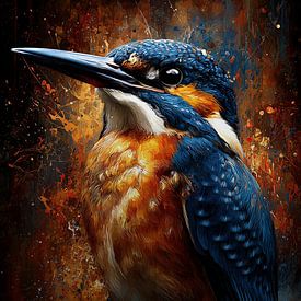 Eisvogel auf einem Baum, künstlerisch stehend, Panorama von TheXclusive Art