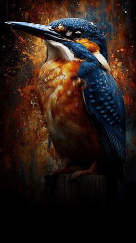 ijsvogel op een boom artistiek staand panorama