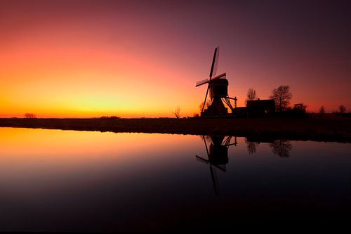 Windmühle von Kockengen bei Sonnenuntergang