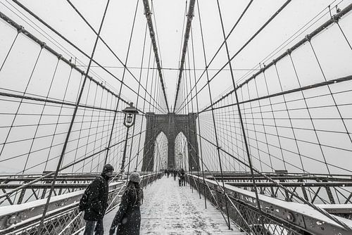 Winterlandschaft der Brooklyn Bridge Manhattan New York