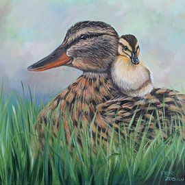 Duck with pullet by Ineke Zeeuw
