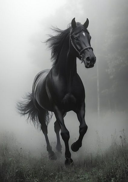 Graceful Stallion Emerging from the Mist by mlaelaty 23