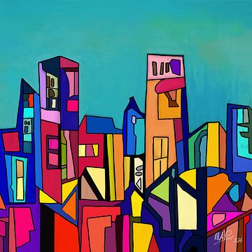 Abstract modern schilderij van een skyline van een stad van MAVE