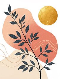 Sonnenbeschienene botanische Abstraktion: Ein moderner Boho-Druck