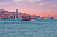 Ferry sails over the Tagus River at sunset in Portugal. by Eye on You thumbnail