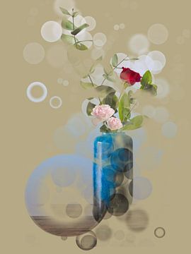 Vaas met bloemen en bubbels van Greta Lipman