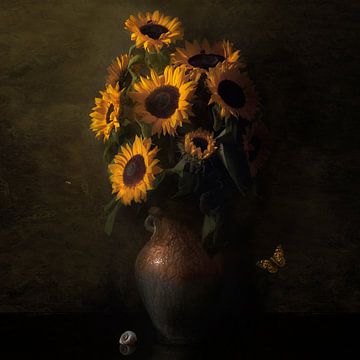 Nature morte de la fleur de tournesol royale Ode à Vincent van Gogh sur Sander Van Laar