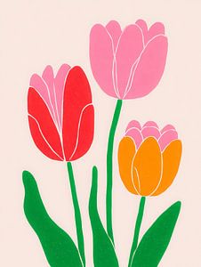 Verspielte Tulpen in fröhlichen Farben