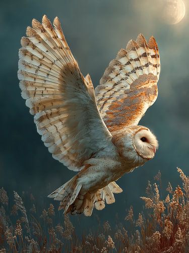 Kerkuil in het maanlicht