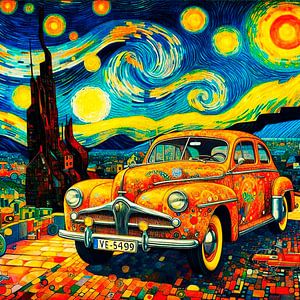 Voiture aux couleurs gaies inspirée par Gustav Klimt et van Gogh.( 3 )