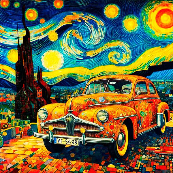 Cheerful coloured car inspired by Gustav Klimt and van Gogh.( 3 ) by Ineke de Rijk