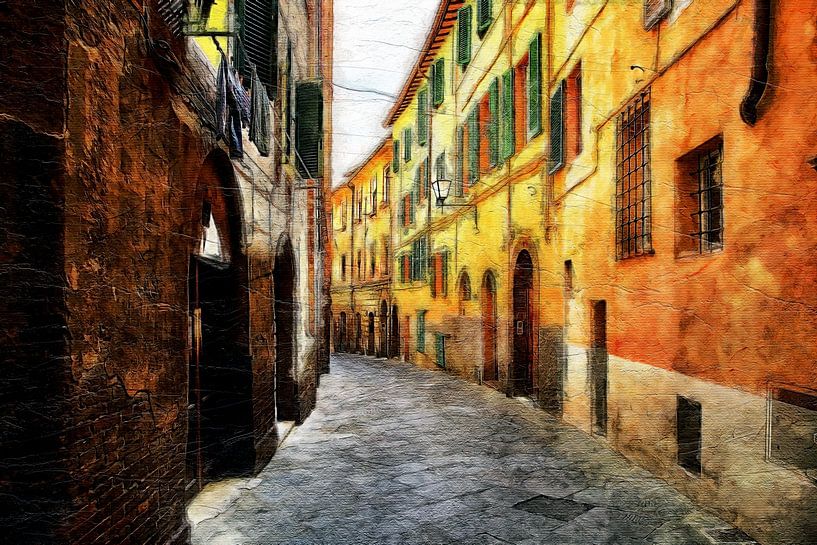 Rue colorée en Italie (peinture) par Art by Jeronimo