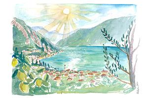 Limone Sul Garda Tropischer Blick auf den Gardasee und Zitronen