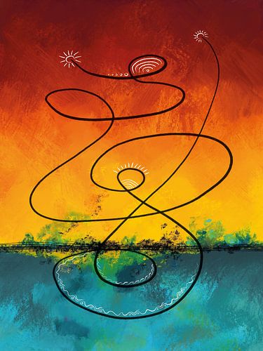 Feest bij zonsondergang tribal art