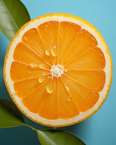 Fresh orange against a blue background by Studio Allee