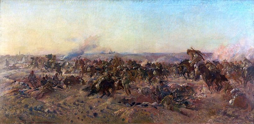 George Lambert, Der Angriff der australischen leichten Kavallerie bei Beerscheba, 1917, 1920 von Atelier Liesjes