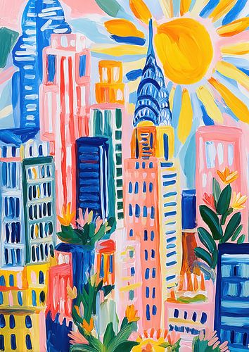 New York toren Gouache