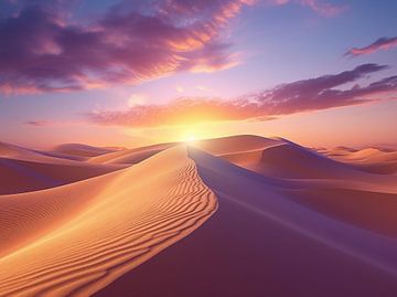Woestijnzon aan de horizon van fernlichtsicht