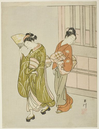 Suzuki Harunobu - Clearing Breeze from a Fan (Ogi no seiran), from...