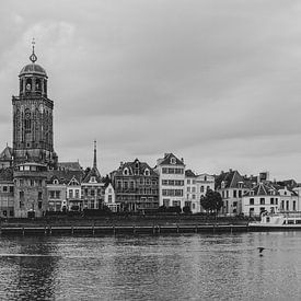 Black and white panorama Deventer skyline by Rick de Visser