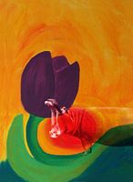 Neugieriges Nilpferd im Tulpenland 