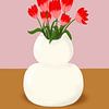 Tulpen in witte vaas van Linda van Moerkerken