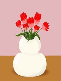 Tulpen in weißer Vase von Linda van Moerkerken