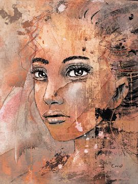 Digitaal geschilderd portret van een jonge vrouw
