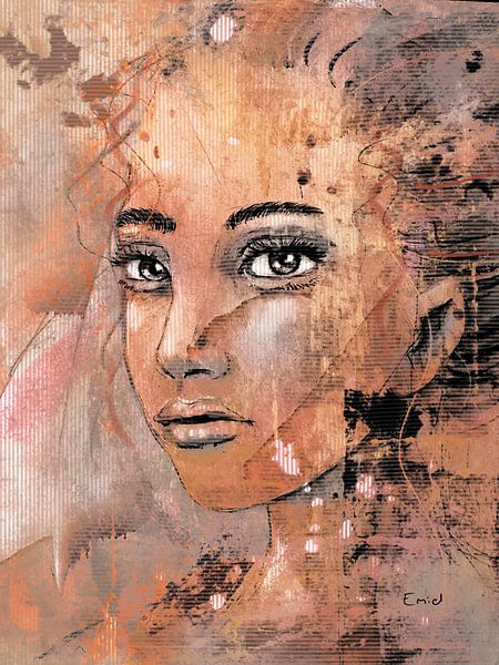 Digitally painted portrait of a young woman by Emiel de Lange