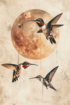 Hummingbirds in the moon by haroulita