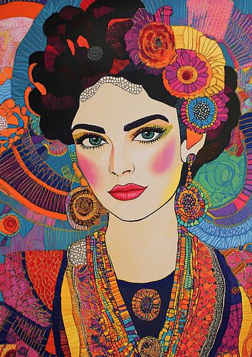 Portret Latina Oorbellen Kleurrijk Gezicht Sieraden