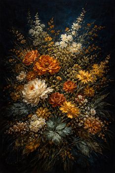 Midnight Wildflower Bloom in Burnt Orange