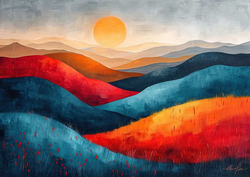 Abstract Landschap abstract van Kunst Kriebels