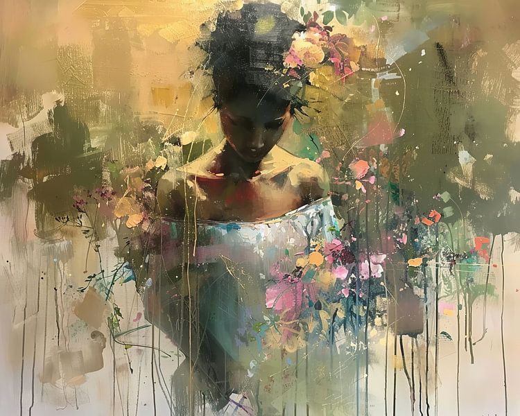 Frau und Blumen von Blickfänger Gemälde