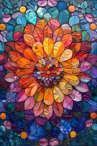 Représentation florale abstraite aux couleurs vives