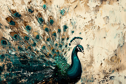 Colourful peacock in abstract design