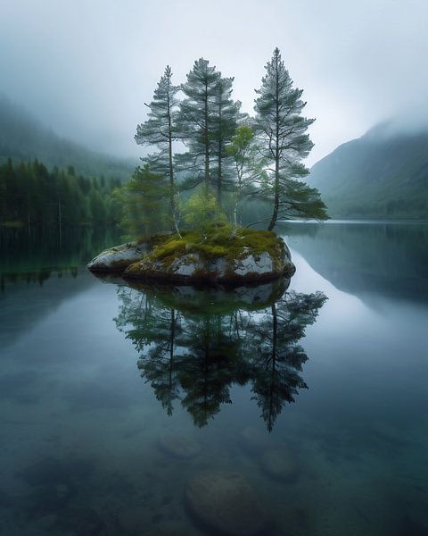 Herfstdag aan het bergmeer van fernlichtsicht