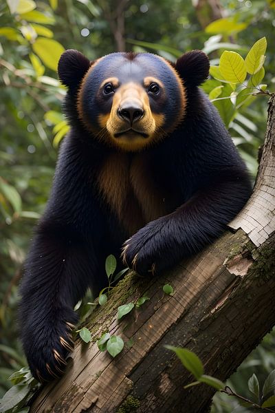 Sun bear climbs tree by Ayyen Khusna