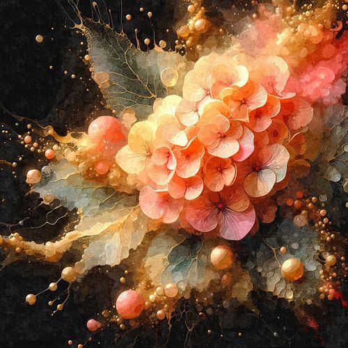 Hydrangea – Delicate hydrangea in warm, vibrant colours