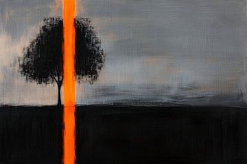 Silhouette d'arbre avec accent de couleur sur Poster Art Shop